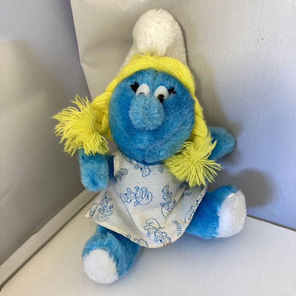 Vintage 1981 WALLACE BERRIE Peyo Smurfs Smurfette 10" Plush Doll Toy